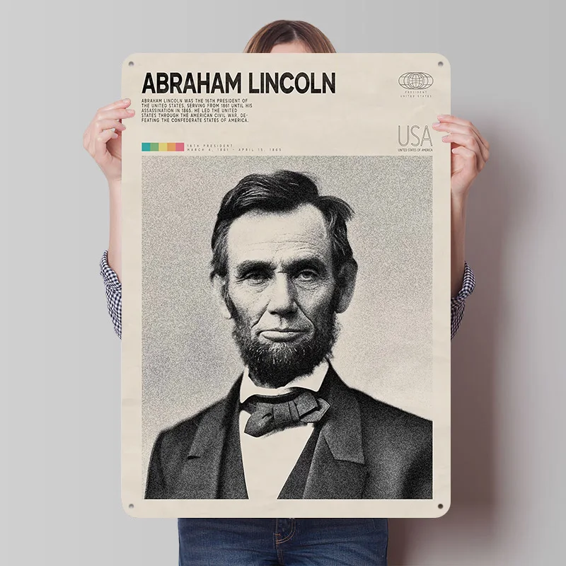 Abraham Lincoln Vintage Tinplate Posters Customizable Wall Art Retro Vintage Metal Signs for Home Room Bathroom Decor Wand Deko
