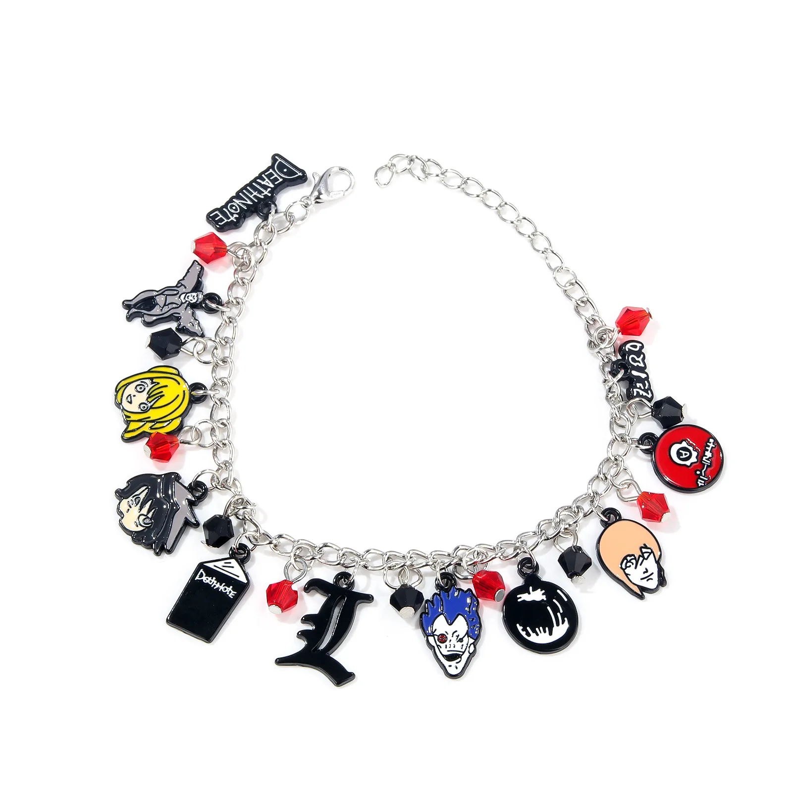 Novel  Anime DEATH NOTE Keychain L Figure Pendant Keychains Bracelet Necklace Earrings for Women Men Keyring Jewelry Gift