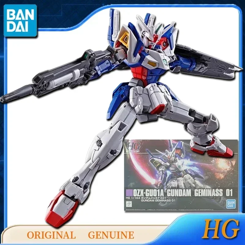 Bandai-HG Gundam Anime Action Figure Jouets pour Enfants, Original, Authentique, 0ZX-GU01A, 0ZX-GU02A, GUNDAM GEMINASS 01/02, Modèle Cadeau, Ornements