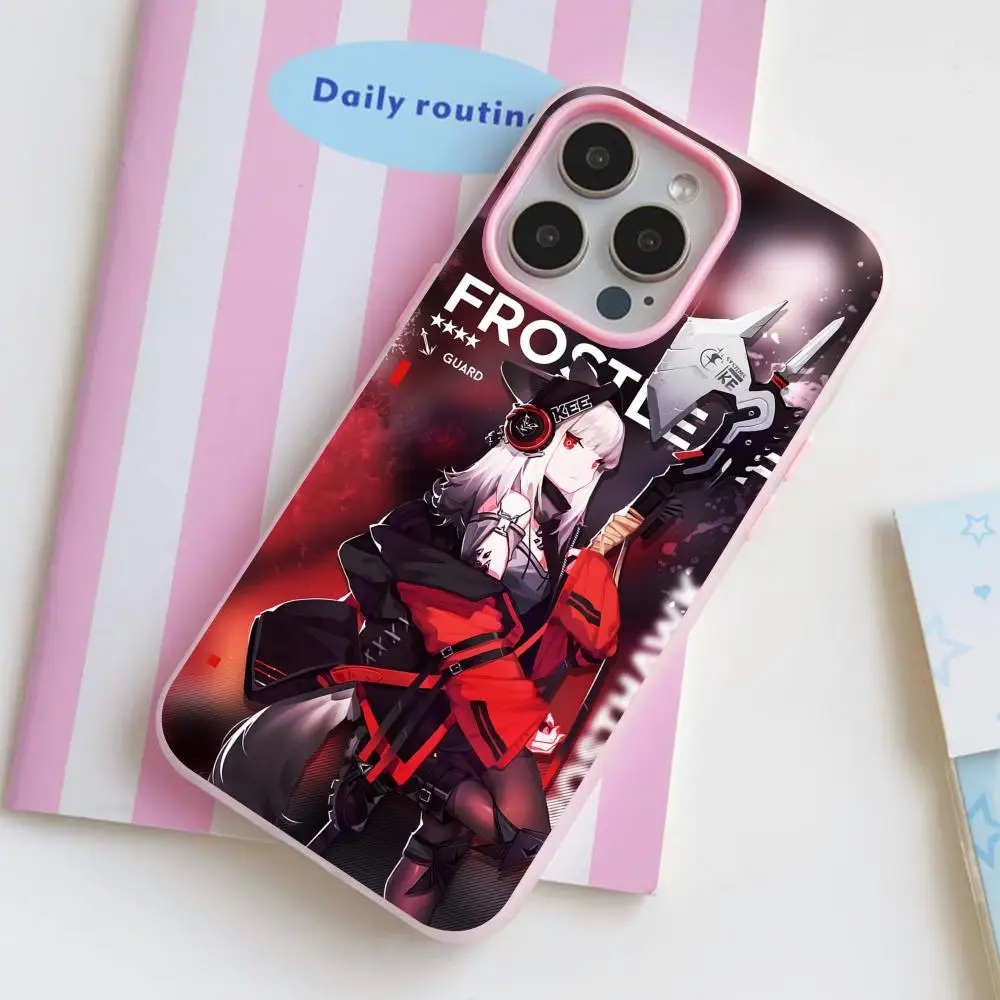 

Arknights Frostleaf Jelly Double layer Pink Mobile Phone Case for iPhone 17 16 15 14 13 12 11 Air Pro Max Plus Protective