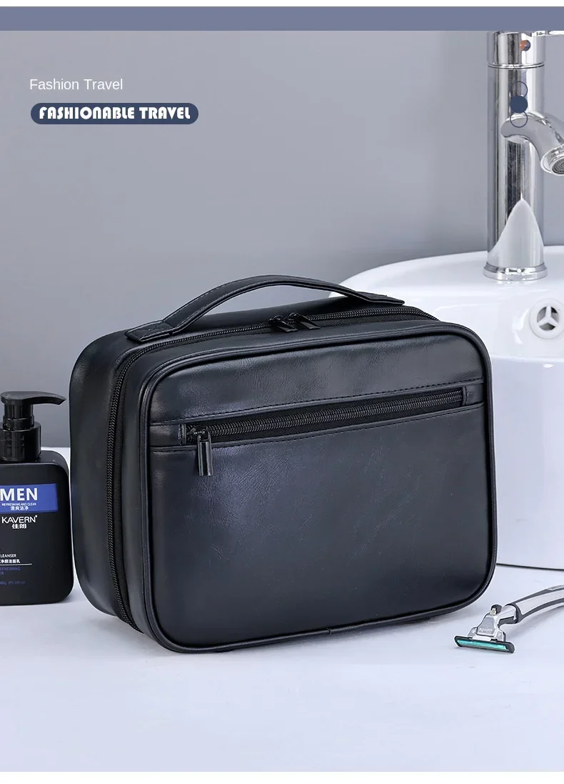Kosmetiktaschen für Herren, Reiseutensilien, Kosmetik-Organizer, faltbar, zum Aufhängen, Aufbewahrungstasche, transparent, wasserdicht, Luxus-Make-up-Tasche – Detail 4