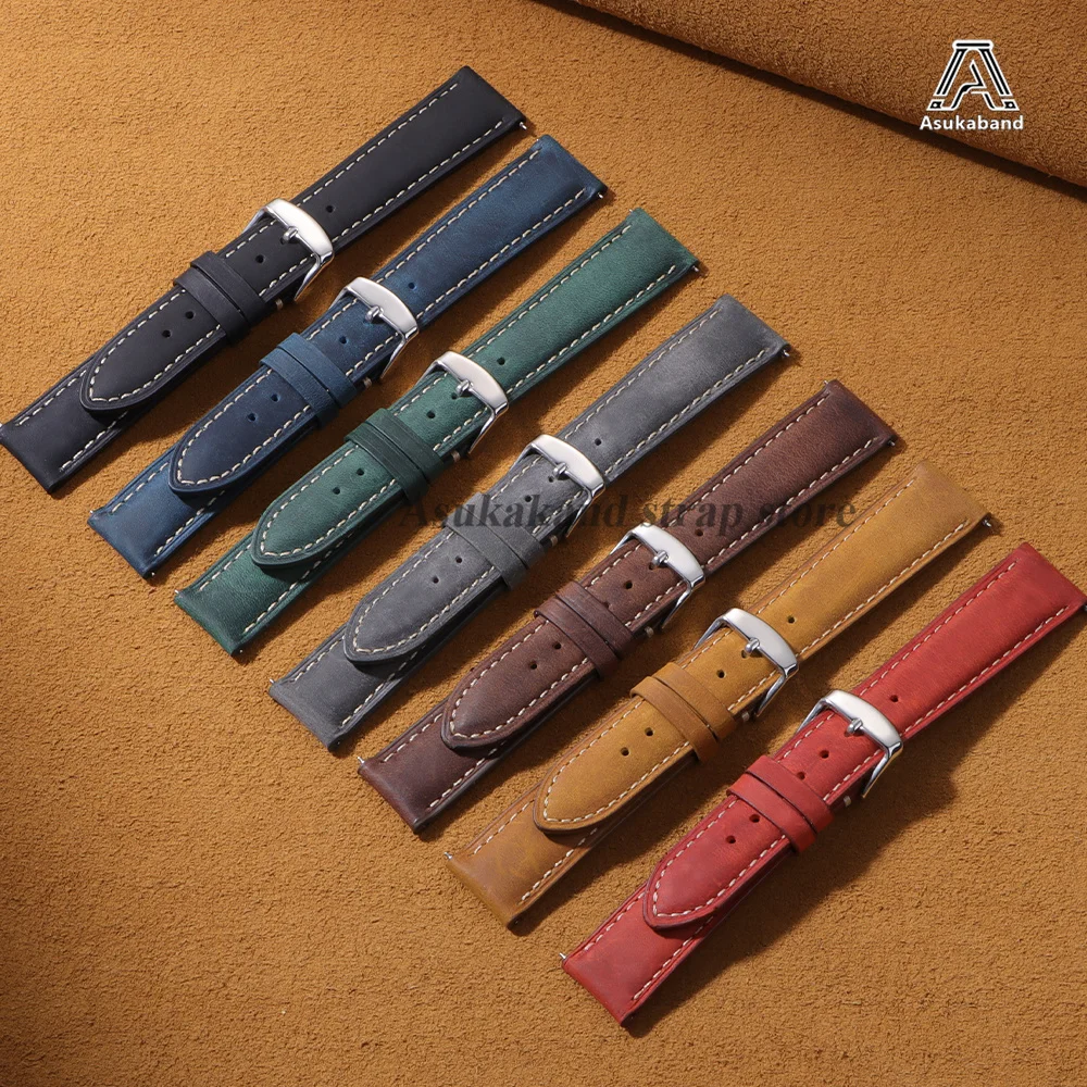 14mm 16mm 18mm 20mm 22mm 24mm Leather Watch Strap for Huawei Watch GT6/54/GT3 Quick Release Bracelet for Rolex Cowhide Wristband
