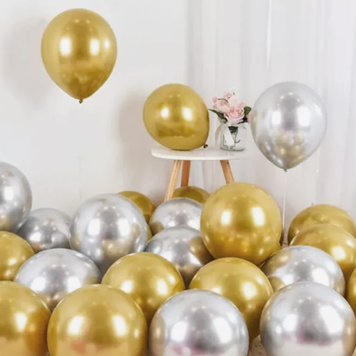 10pcs 10 Inch Metal Latex Balloons Golden Silver Round Macaron Balloons Birthday Party Wedding Balloon Decoration Baby Shower