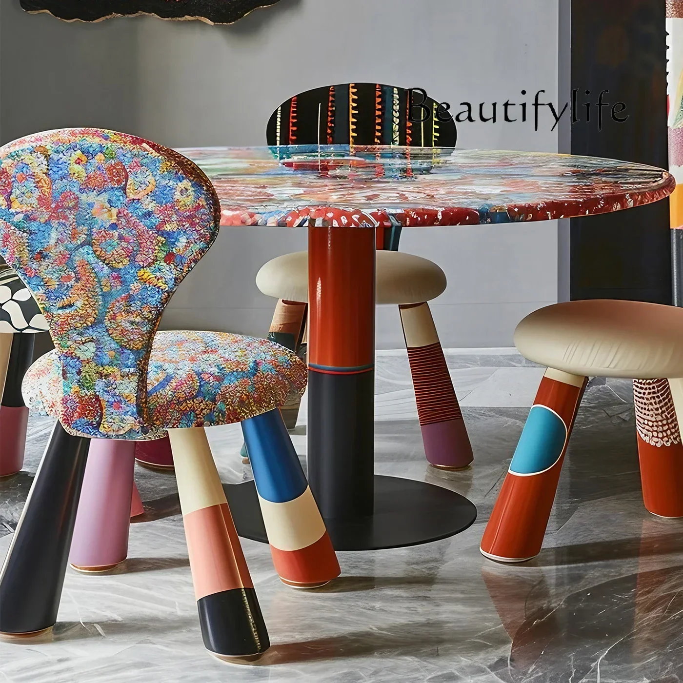 

J SS Color Original Design Art Dining Table Dining Chair Creative Furniture Solid Wood Color Single Chair