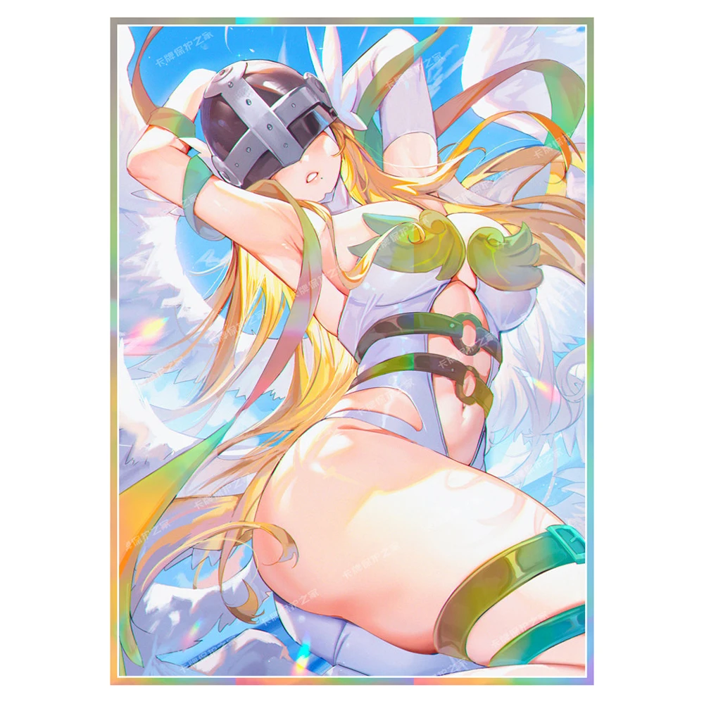 

60Pcs/set 66X91Mm Diy Digimon Angewomon Card Sleeves Color Flash Ws Opcg Ptcg Dtcg Angewomon Card Protective Cover Gift Toys