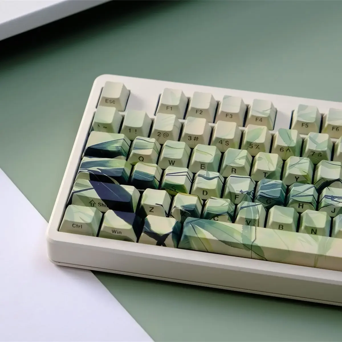 

Bamboo leaf side engraved light-transmitting keycaps, original factory height, mechanical keyboard