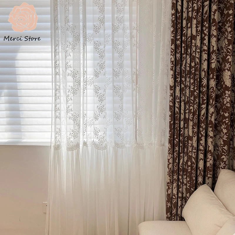 

Secret Garden French Romantic Rococo Curtains for Living Room Luxury High Gauze Light Filtering Balcony Princess Room Window