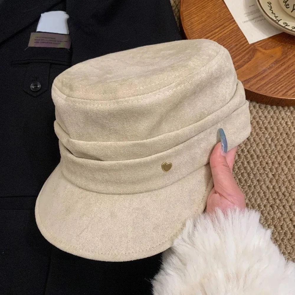 

Fashion Korean Style Suede Equestrian Hat Chamois Flattop Flat Cap Vintage Newsboy Cap Retro Painter Hat Girl