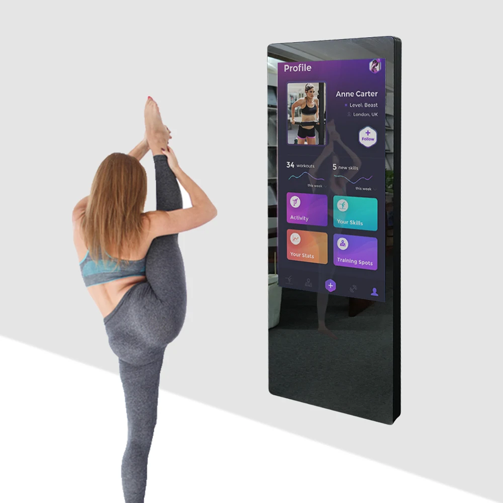

WJW DZ LW Advanced 43 Inch Magic Exercise Mirror Gym Interactive Health Full Body Sport Gym Floor Wall Exercise Workout Mirror S