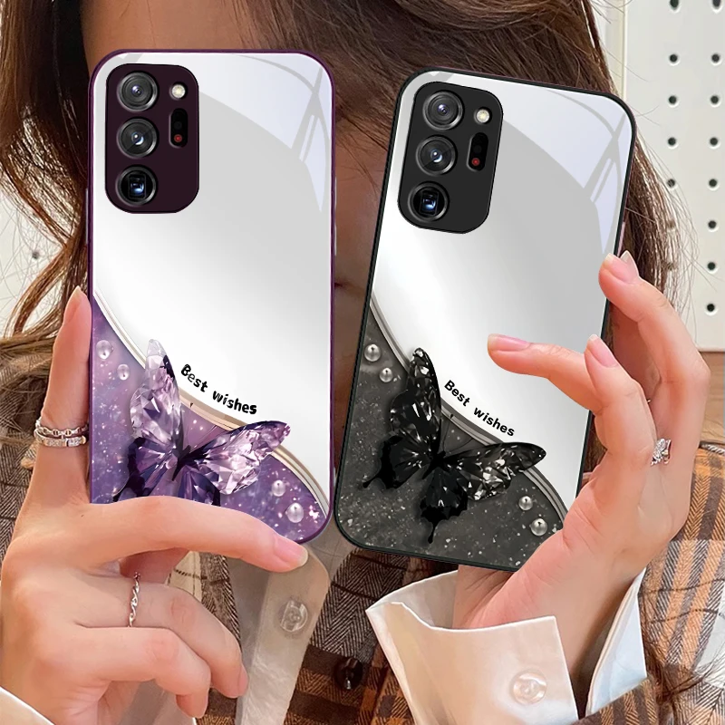 

Simple Purple Butterfly For Samsung M02 12 Note 8 9 10 20 A 01 A02 A03 Core 04 A05 06 10 12 13 14 15 A16 glass Ultra phone case