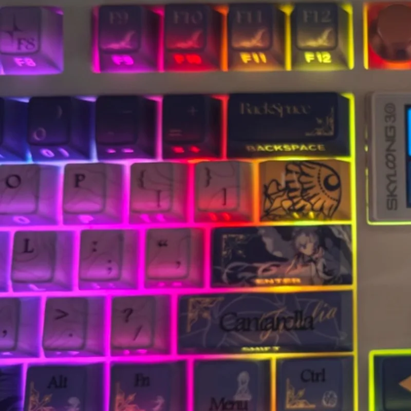Cantarella Keycaps Custom PBT Cherry/XDA/MOA Profile Key Cap Cartoon Anime Cute Poin KeyCap for Gamers DIY Mechanical Keyboards