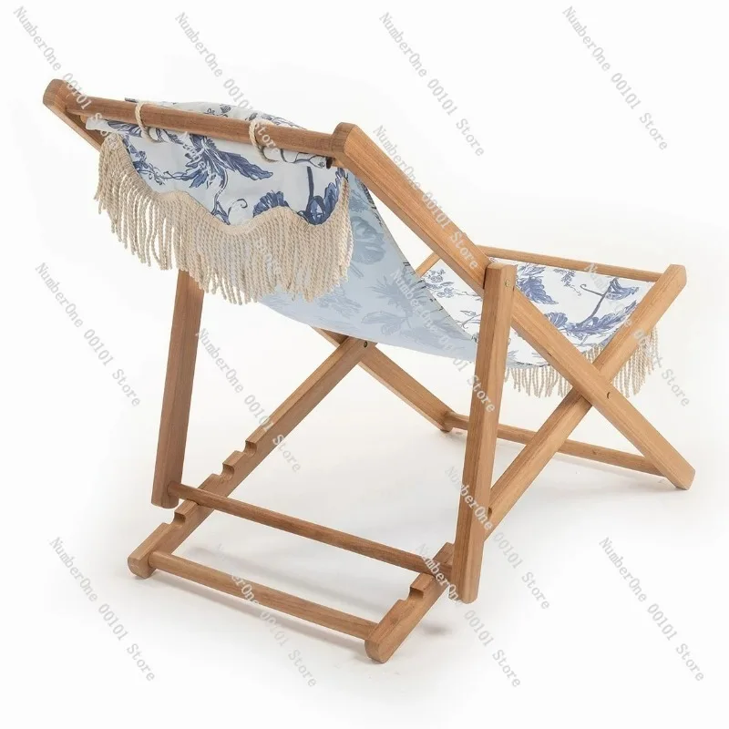 Folding Deck Chair Beech Wood, Portable Leisure Outdoor Camping Beach Chair, Cross Border Export Outdoor Furniture