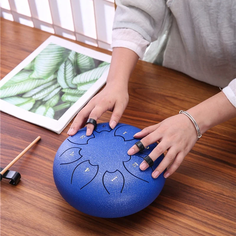 Rain Drum For Outside, Steel Tongue Drum 8Notes 6 Inches Chakra Tank Drum Steel Percussion Padded Mallets