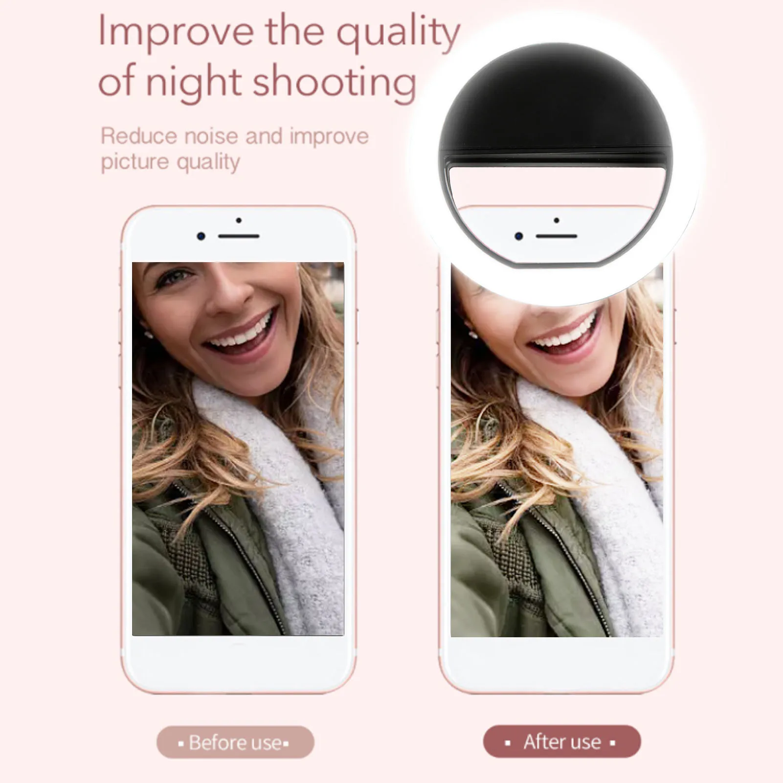 Anel de luz para selfie zk50, iluminação de 360 graus, luz suave sem fio, braçadeira grossa de 0,4 polegadas, amplamente utilizado, mini anel de luz para transmissão ao vivo
