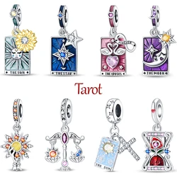 100% 925 Silver Sun Moon Star Lovers Tarot Card Theme Original Fashion Charms Beads Fit 3mm Bracelets DIY Fine Jewelry Making
