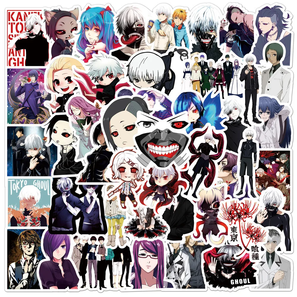 50Pcs Tokyo Ghoul Graffiti Stickers DIY Guitar Refrigerator Phone Laptop Suitcase Water Cup Skateboard Waterproof Sticker