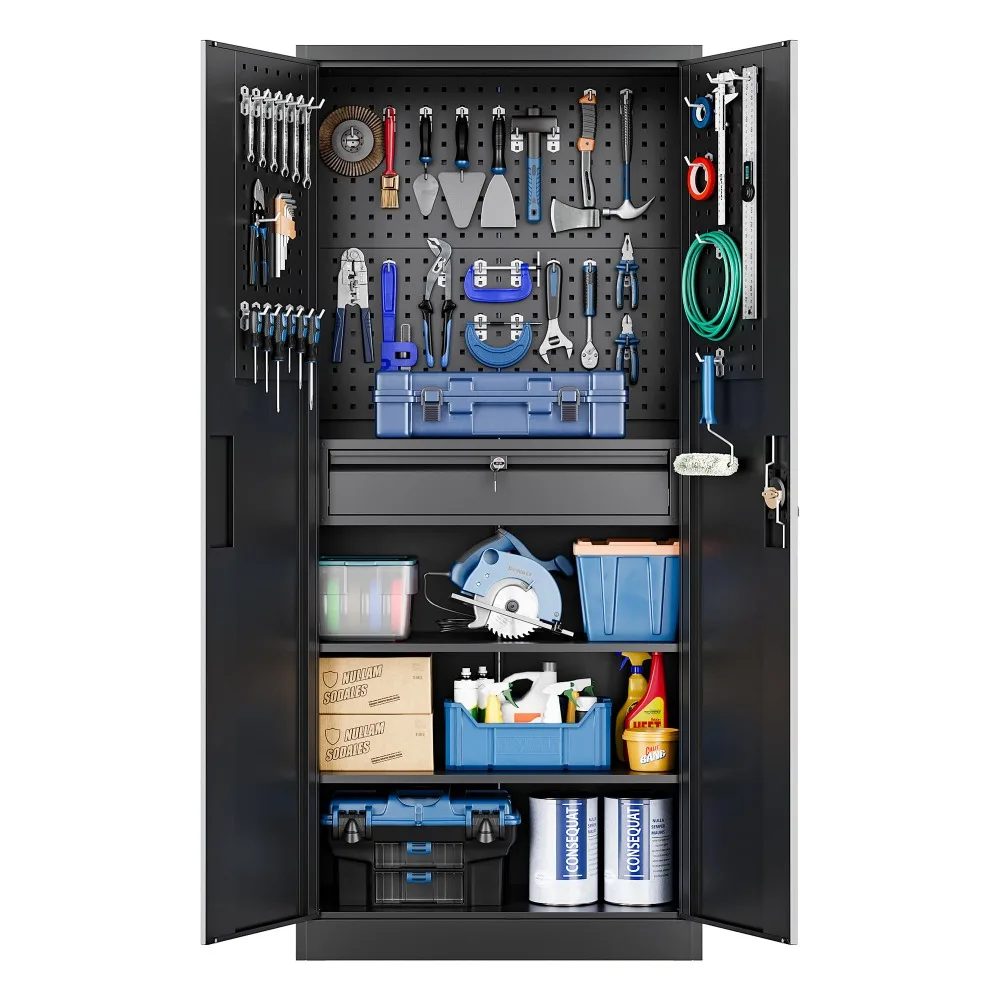 Metal Garage Storage Cabinet with Locking Doors and Drawers, Heavy Duty Steel Tool Cabinet, 71