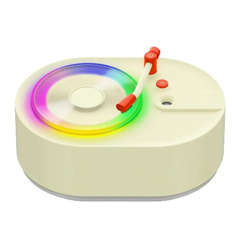 Removable Mini USB Portable Retro Record Player Cool Mist Air Humidifier Essential Oil Aroma Diffuser With Led