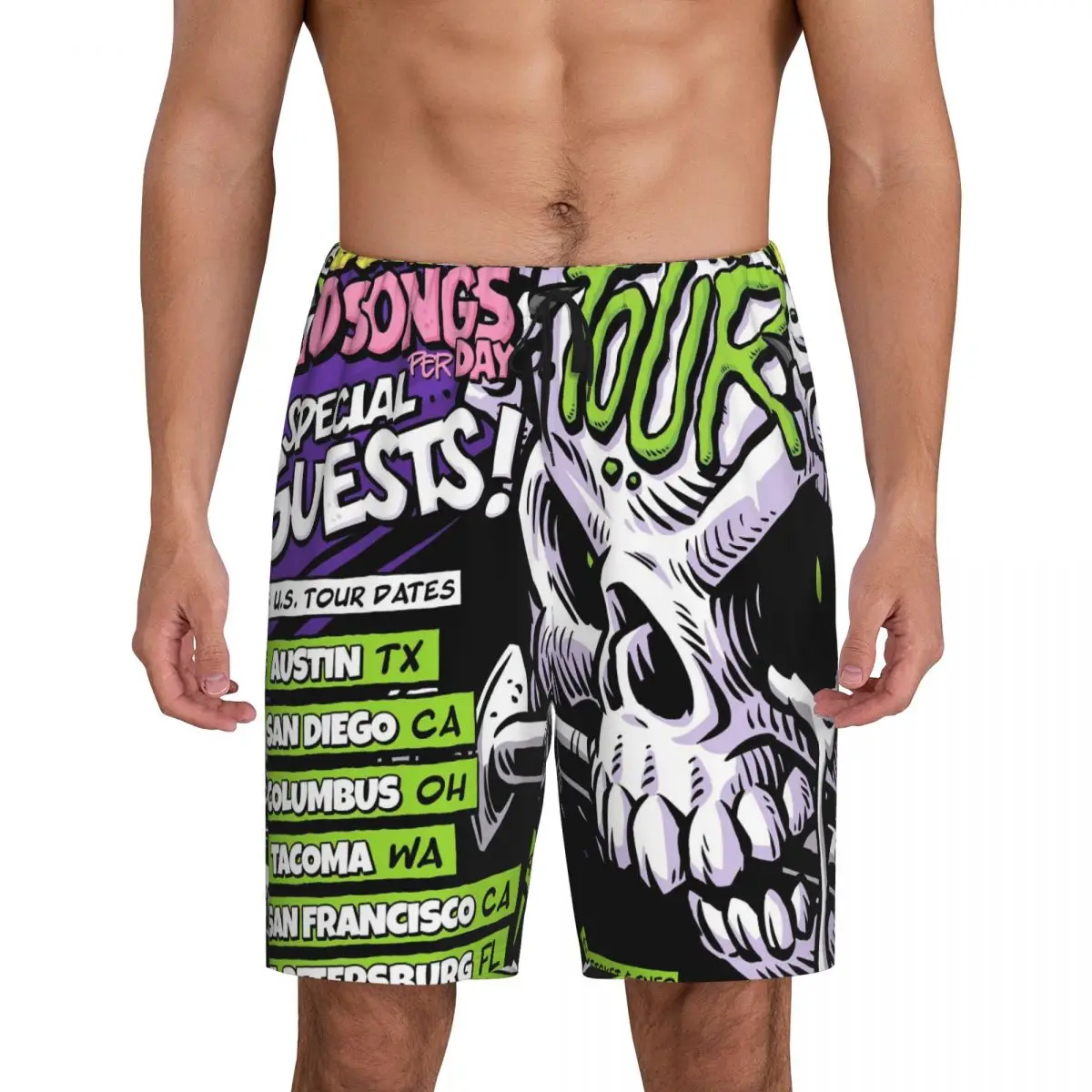 

Мужские короткие пижамные штаны Custom Nofx Band Final Tour Skull, шорты для сна и отдыха, пижамные штаны