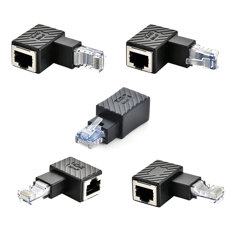 Up Down Left Right 90 Degree RJ45 8P8C Ethernet Adapter Male to Female LAN Elbow Connector