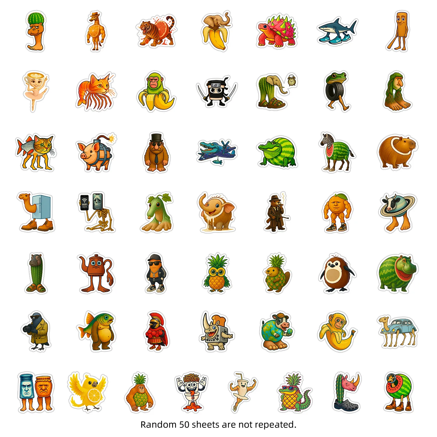 50 Stuks Cartoon Tung Tung Sahur Stickers Italiaanse Brainrot Grappige Meme Decals Scrapbooking Notebook Bagage Laptop Sticker Gift