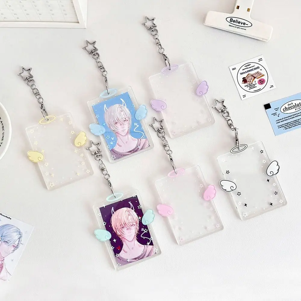 Cute Acrylic Card Holder Cartoon Kawaii Photos Protective Cover Wings Stars ID Card Card Holder Student