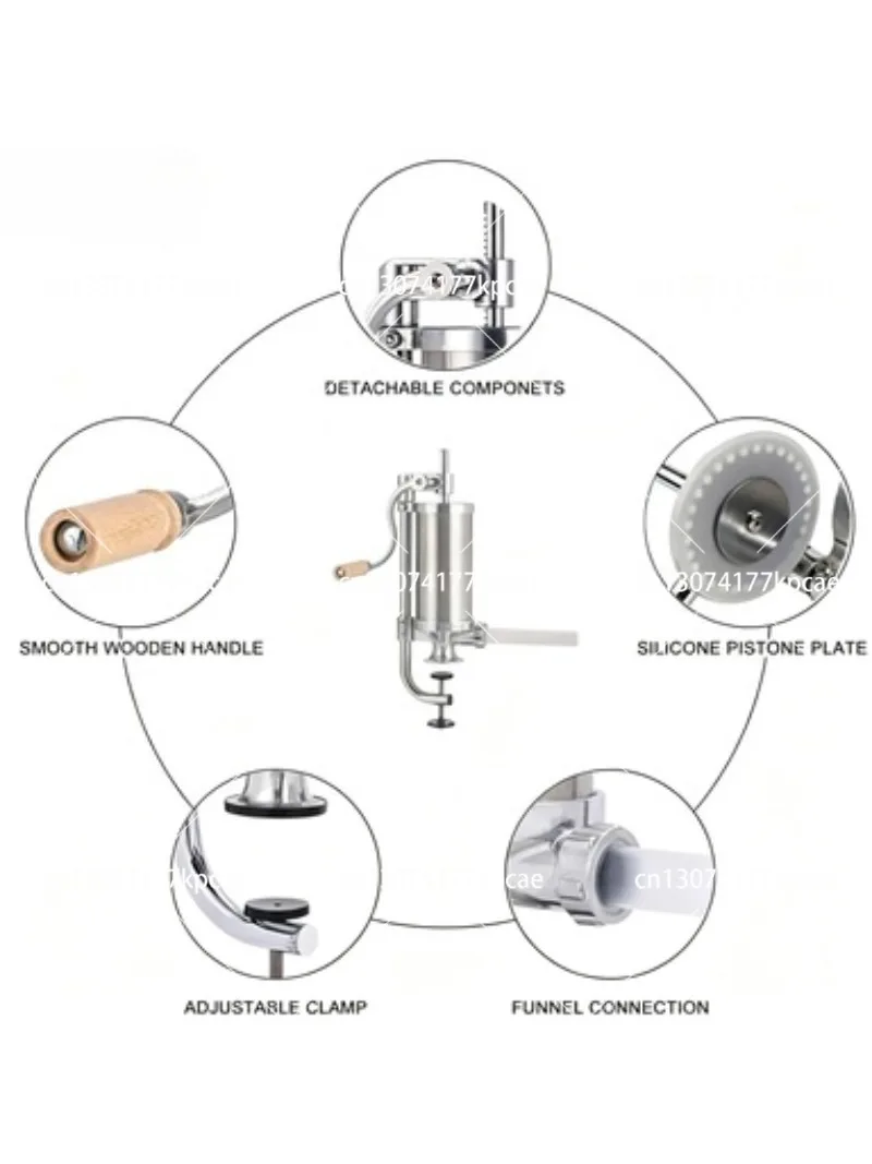Stainless Steel Sausage Stuffer, 3LB Vertical Sausage Maker with 4 Tubes for Homemade Meat Processing