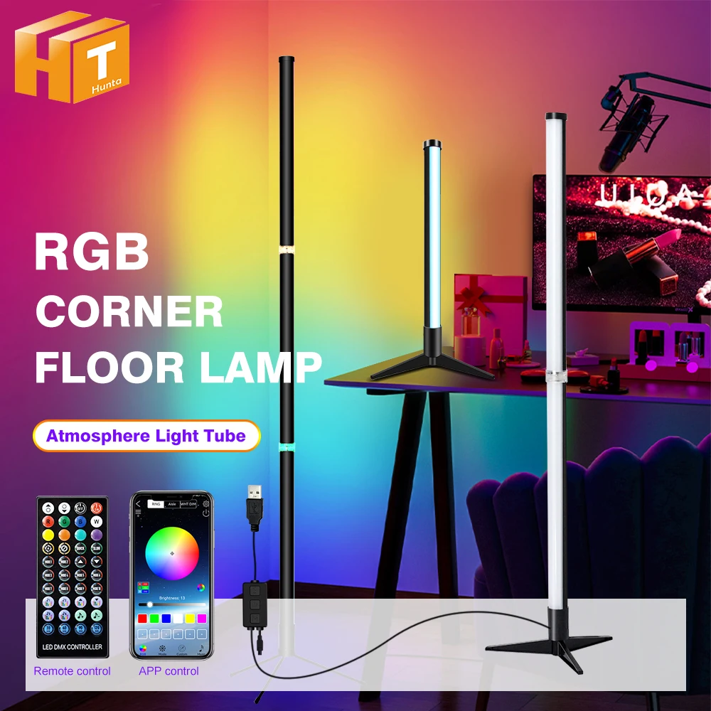 

5V RGB Corner Floor Lamp High Brightness Spliceable Lamp Tube LED Floor Lamp RGB Dimmable Colour Changing Standing Light