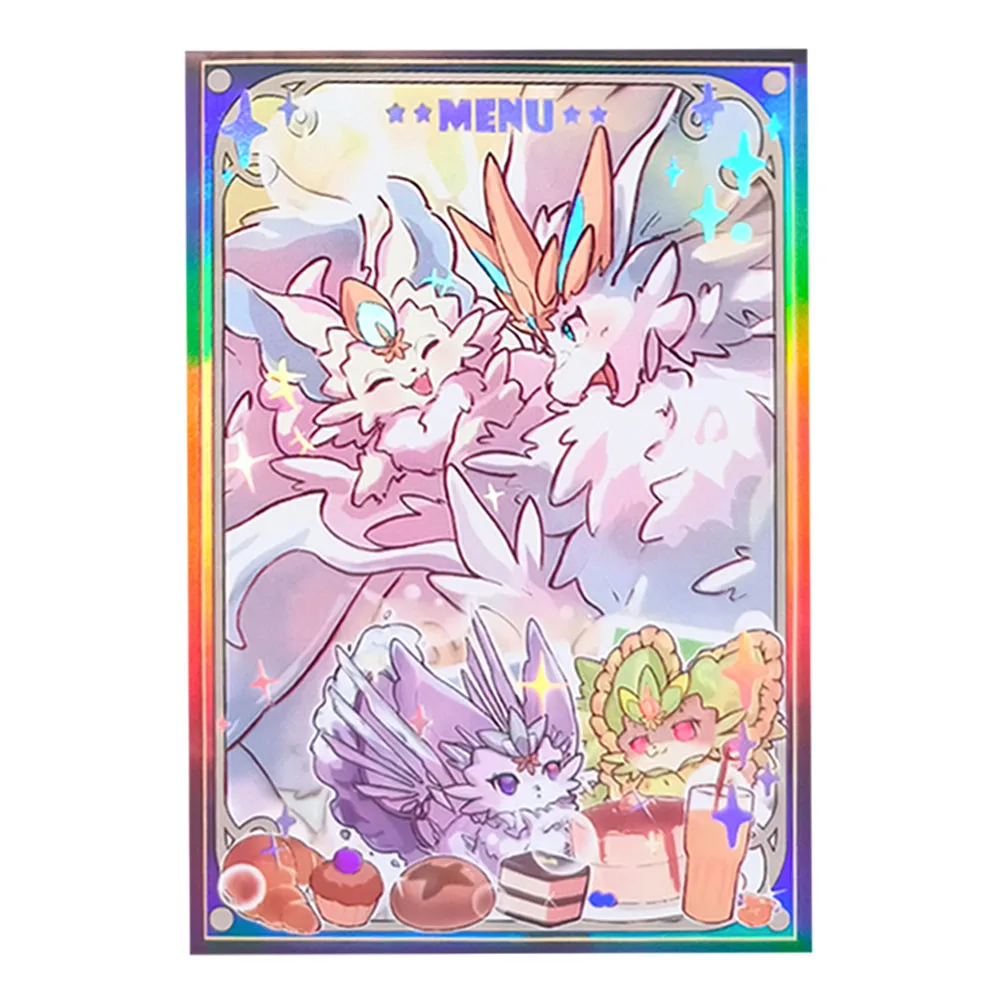 63x90mm 50PCS Holographic Sleeves YUGIOH Card Sleeves Illustration Anime Protector Card Cover for Board Games Trading Cards