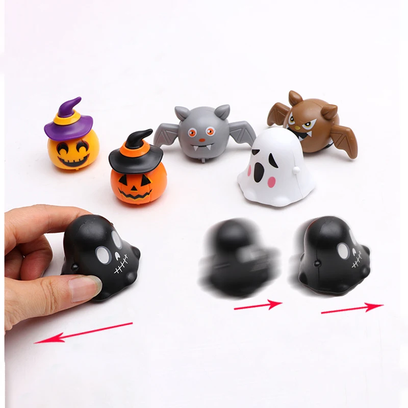 Coche de inercia de la serie de Halloween para niños, juguetes creativos, 5 piezas, divertido, calabaza, esqueleto, fantasma, murciélago, coche extraíble