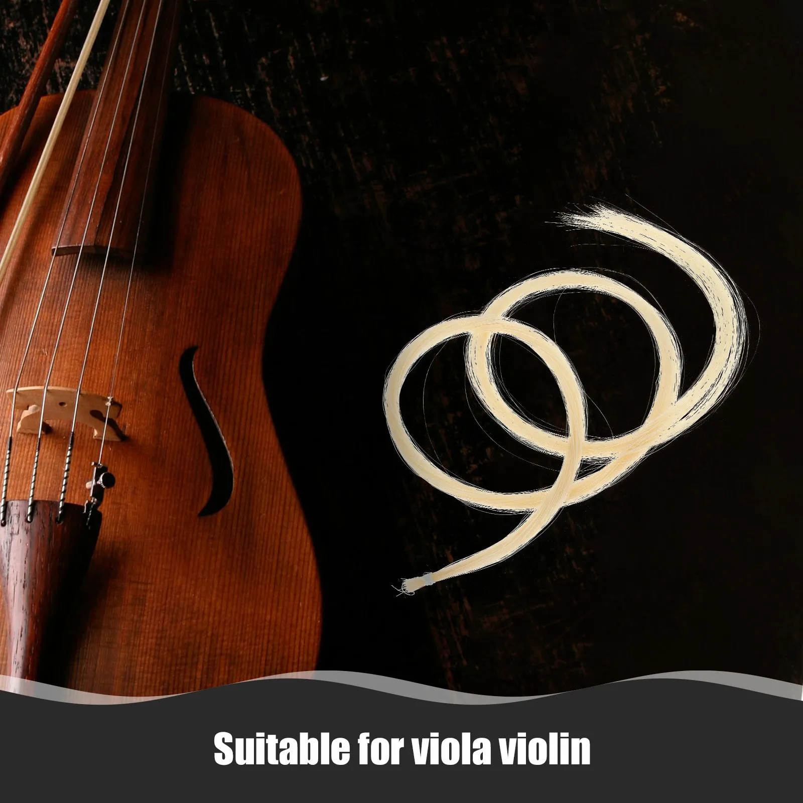 2 Hanks Pure White Violin Bow Hair from Mongolian Stallion Natural Unbleached Fibers for Violin Viola String Instrument Repair