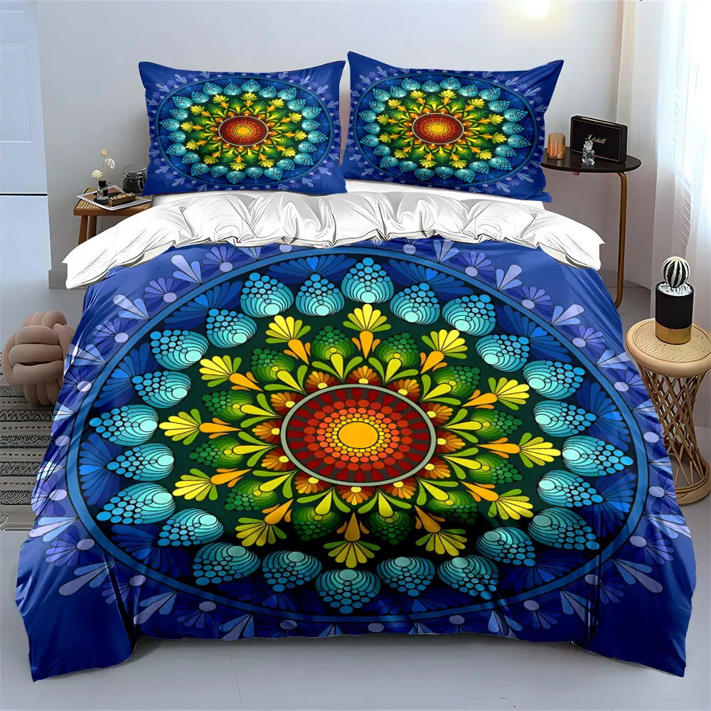 Colorful Mandala Wall Art Set Multiple sizes kid's and adults' bedroom Exquisite 3PC bedding set, gift