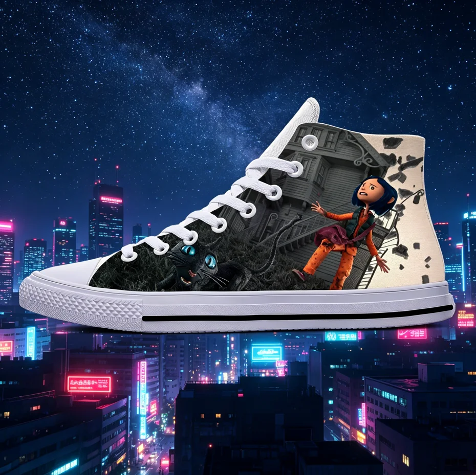 

Coraline Full Print Basketball Sneakers Unisex High Top Shockproof Non Slip Comfortable Breathable Outdoor Training Casual Shoes