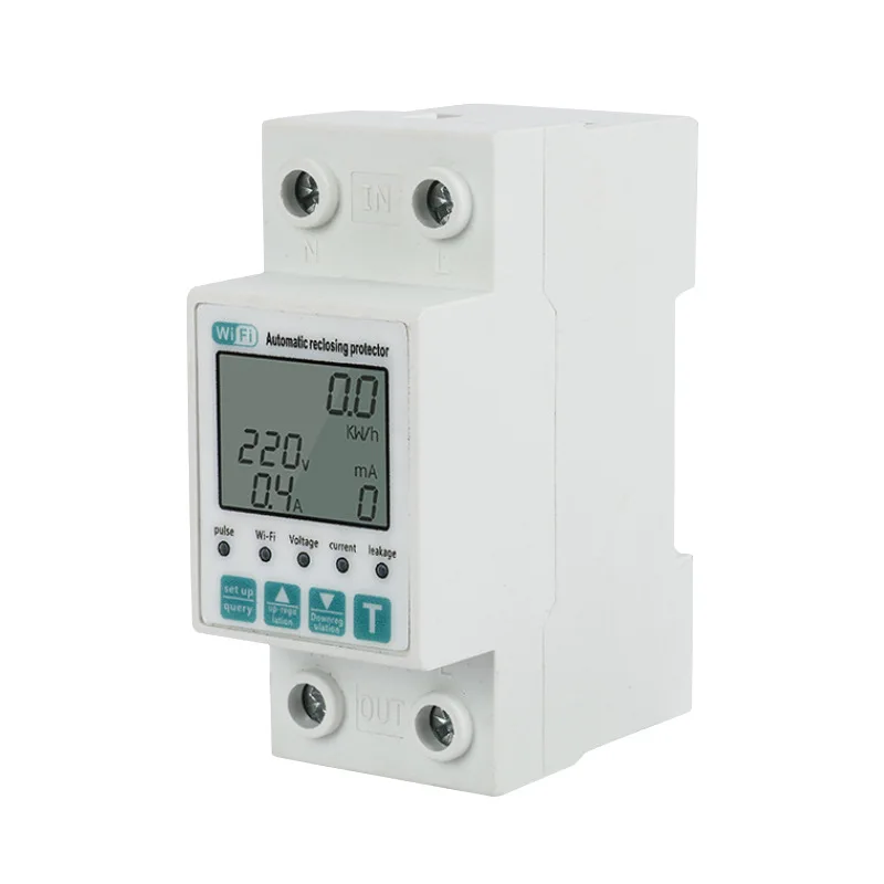 

SIXWGH Tuya WiFi 1 Phase Solar Smart Circuit Breaker Reclosing Protector Large LCD Electric Meter Smart Home Industrial Energy