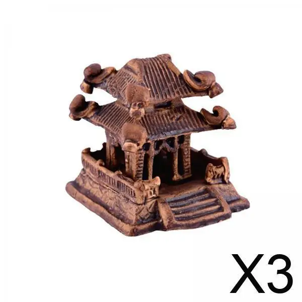 

3x Micro Landscape Ornament Miniature Fairy Garden Figurine Desk Patio Realistic Housewarming Gift Pavilion Statue Decoration