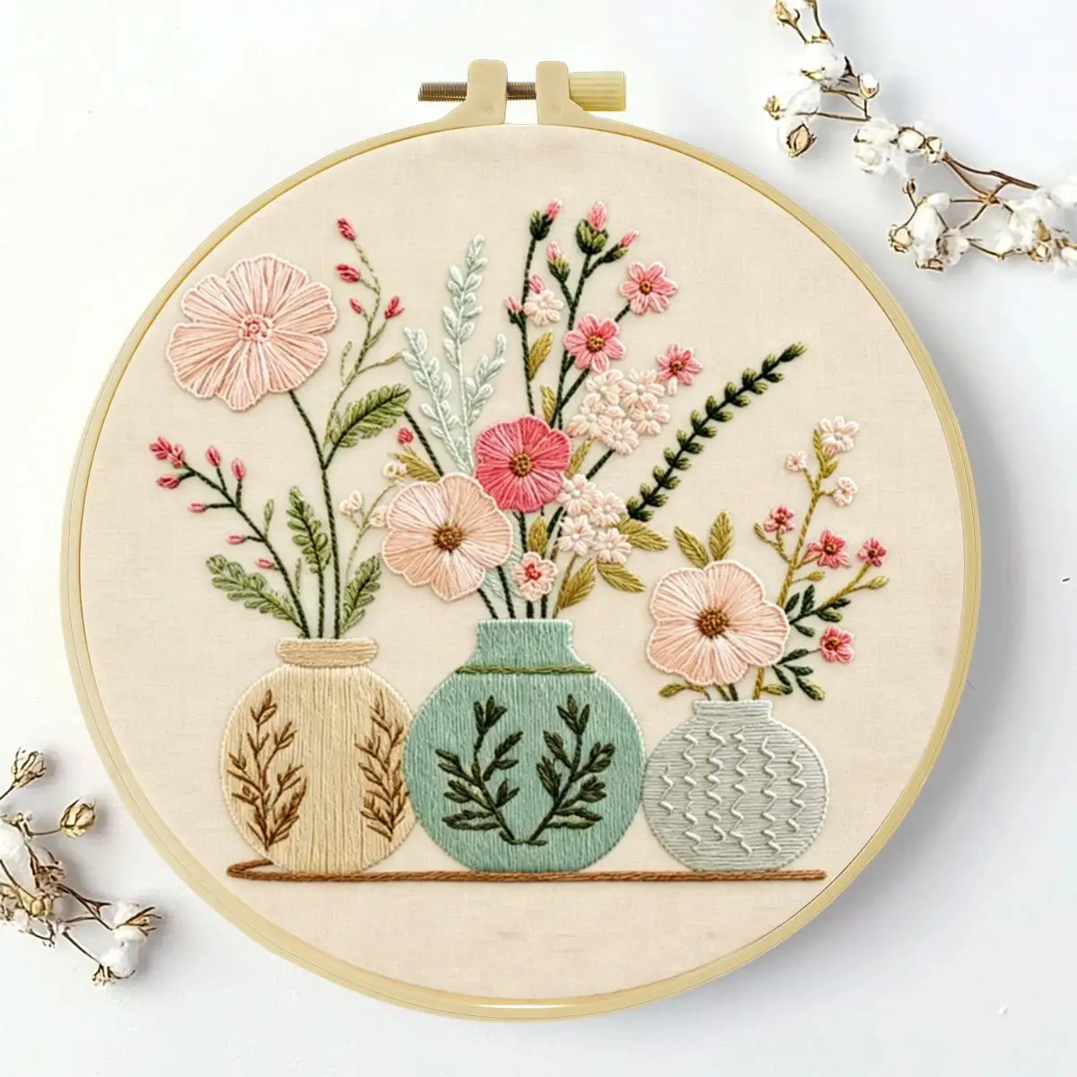 1 Stück 20x20cm/15x15cm 7,87/6,3 Zoll Vase Stickerei Starter-Kit DIY-Kit DIY-Stickerei-Set Handarbeits-Set für Anfänger – Detail 1