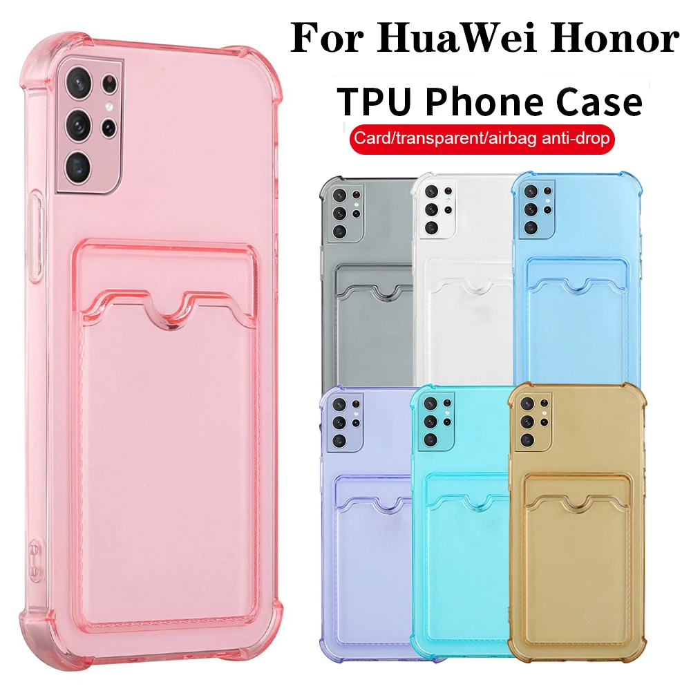 Card Bag Holder Clear Phone Case For Huawei Pura 70 Ultra P60 P50 P40 P30 Pro Pura70 Pro Plus Soft Shockproof Bumper Back Cover