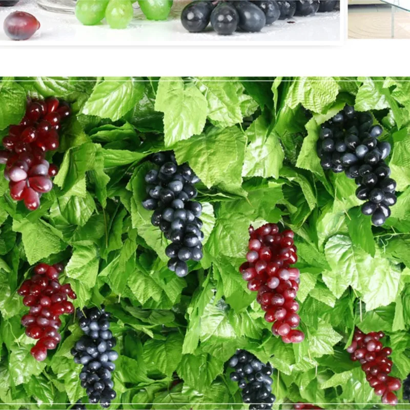 Artificial Grapes Clusters Decorative Rubber Grape Bundles Home Garden Black Red Green Hanging Grapes Wedding Fake Fruit Props