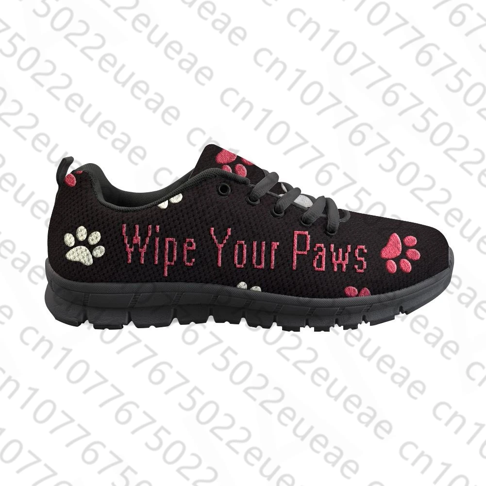 Cute Pet Dog Footprint Paw Pattern Print Comfortable Women's Shoes Women's Llow-top Casual Sneakers Women's Big Shoes