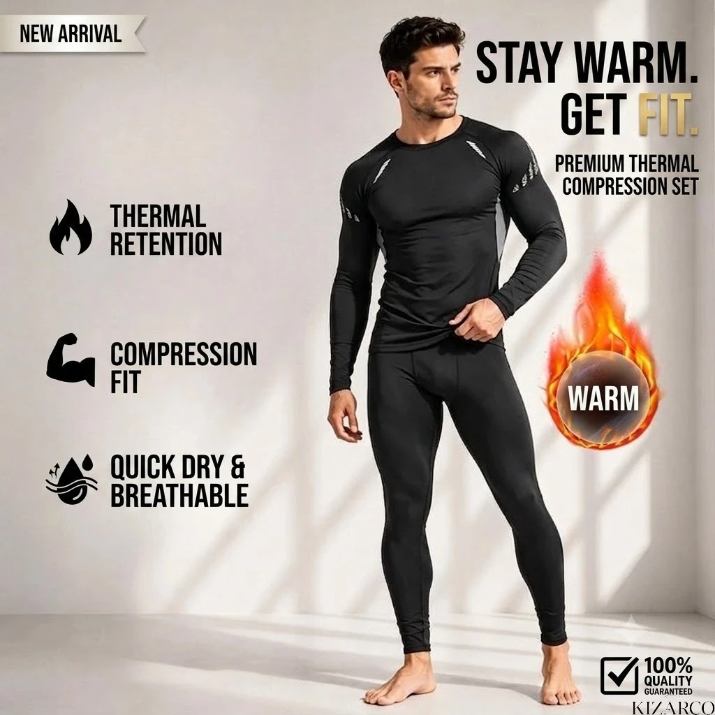 Men's Winter Tracksuit Warm Fitness Set, Quick-drying Running and Basketball Training Set, Highly Elastic Sweat-wicking