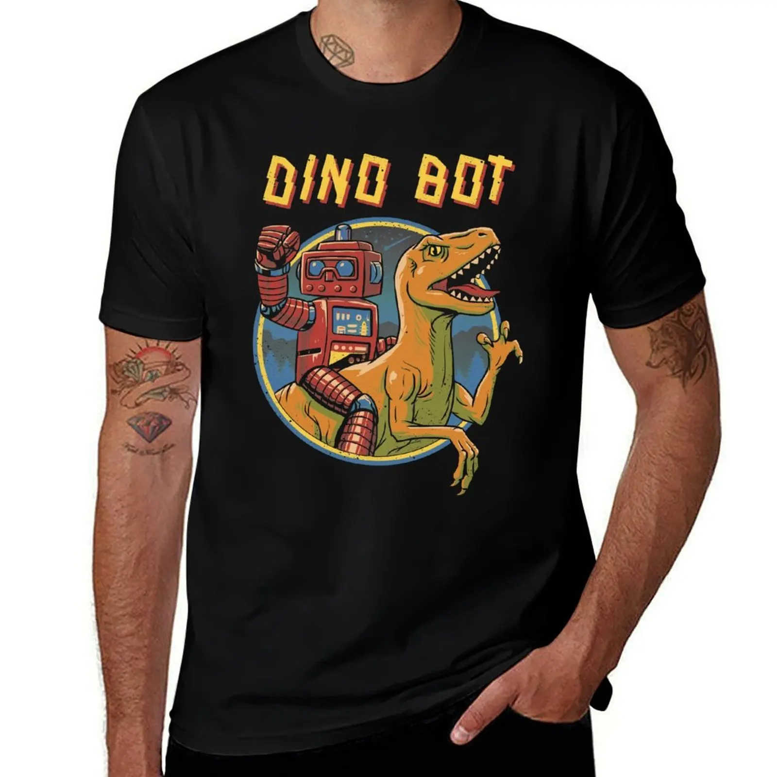 Dino Bot T-Shirt Casual Streetwear Short Sleeve Tee T-Shirt