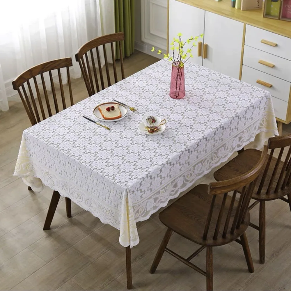 

French Pastoral Style Floral Lace Tablecloth Rectangular Three-dimensional Relief Tea Table Tablecloth Thickened Hollow
