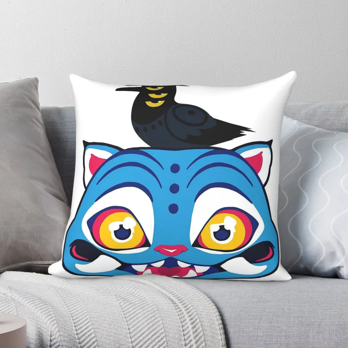 Derpy Tiger Sussie The Magpie Square Pillowcase Polyester Linen Velvet Creative Decor Throw Pillow Case Home Cushion Cover 45x45