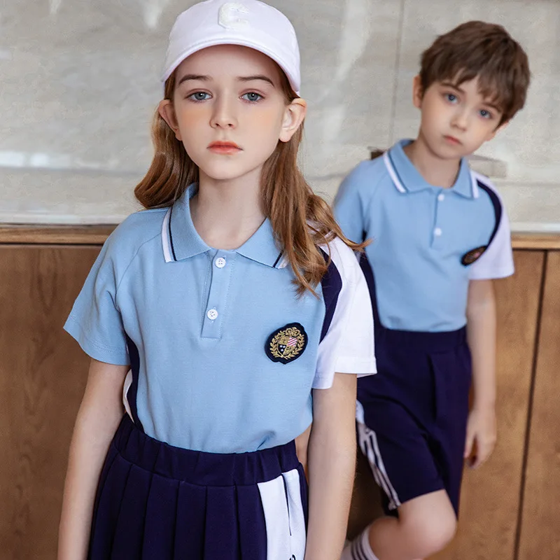 Kindergarten summer sports two sets of summer British style children's class uniforms primary school uniforms