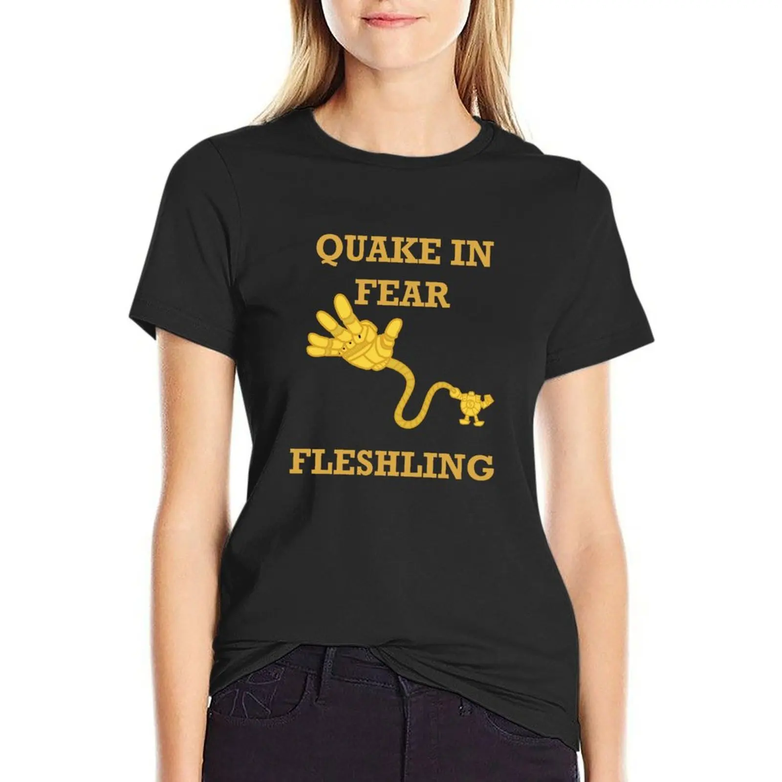 Blitzcrank - QUAKE IN FEAR FLESHLING T-Shirt graphics kawaii clothes Aesthetic clothing Female clothing t shirt for Women