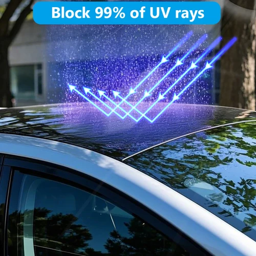 Imagen 2 del producto Para Tesla Model Y Launch 2025 Parasol para techo Never Sag Nano revestimientos de cristal de hielo aislamiento térmico parasol de vidrio Interior gris