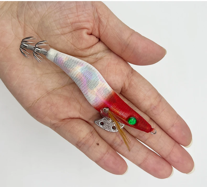 ShareShark 5 Stück/Beutel 2,5 # Leuchtender Holz-Garnelenköder für das Meeresangeln – Künstlicher Tintenfisch- und Sepiaköder – Detail 9