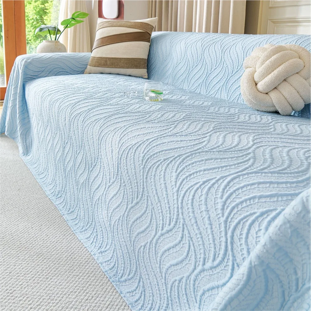 

New Summer Cooling Ice Silk Solid Color Sofa Cover All-inclusive Non-slip Sofa Towel Breathable Sofa Slipcover for Living Room