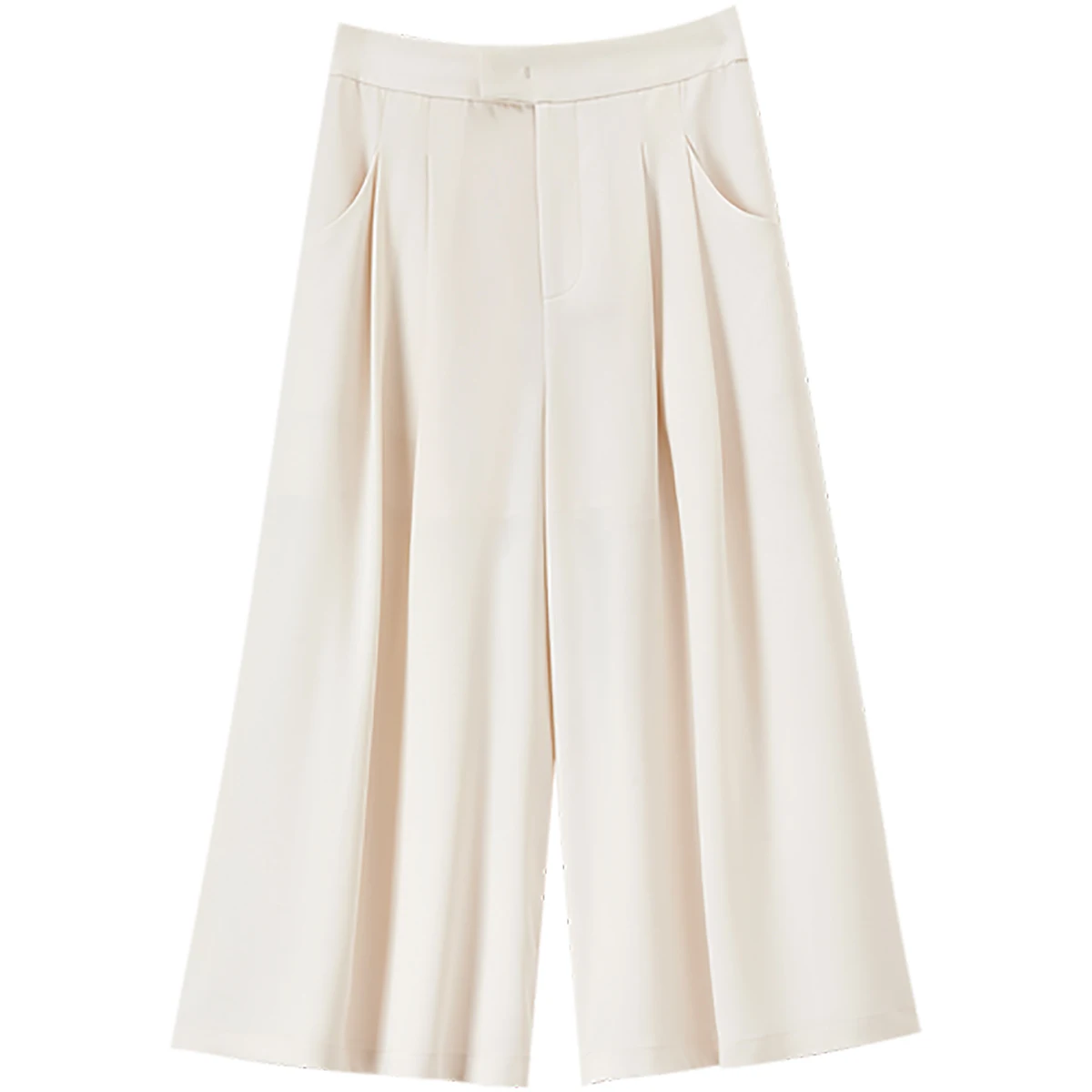 SENTUBILA Summer Woman Skirts Pants 2025 Office Simple Loose High Waist Calf Apricot Length Pants Women's Trousers 152K57541