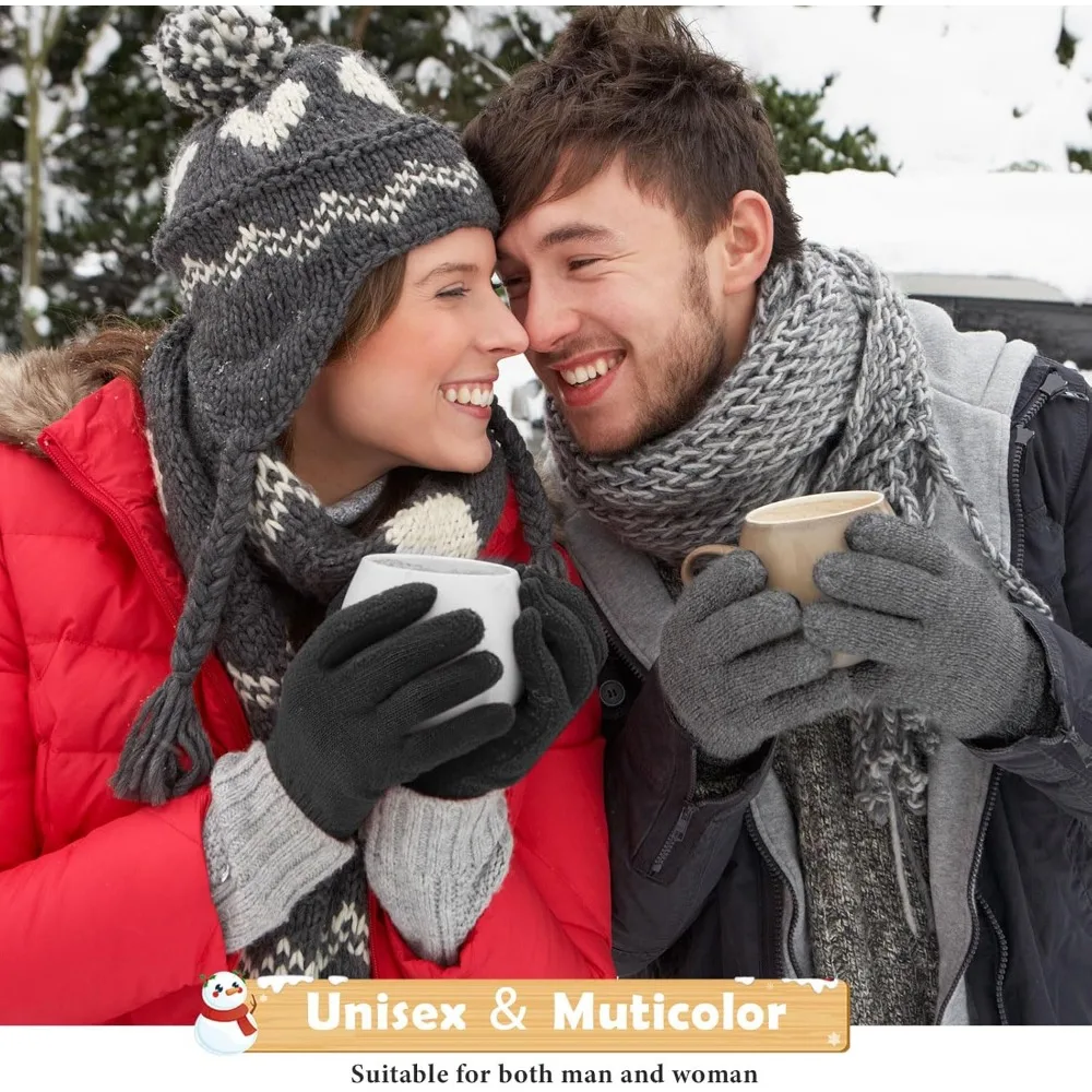 قفازات دافئة قابلة للتمدد للجنسين - قفازات جري شتوية بأزواج كبيرة، مثالية للرجال والنساء